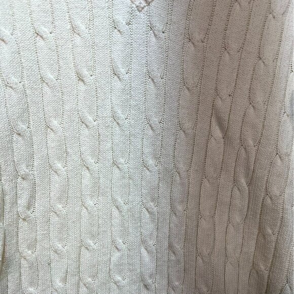 St. Johns Bay Womens Fisherman Sweater Small Petite Ivory Cable Knit Cozy - Picture 7 of 12